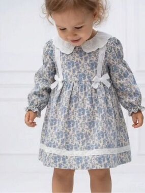 Cecil & Lou long sleeve floral dress peter pan collar eyelet ruffle toddler girl